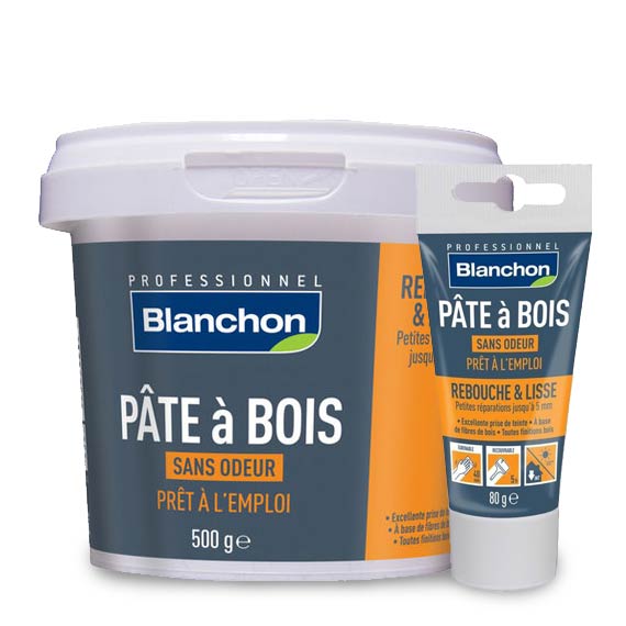 BLANCHON - Pâte à Bois - Rebouchage & Lissage - 80g - 250g - 500g - Différentes teintes