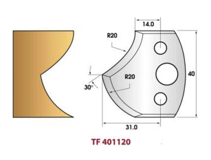 Le Ravageur - Jeu de 2 fers de Toupie Quart de Rond R=20 mm pour porte-outil universel Hauteur 40 mm
