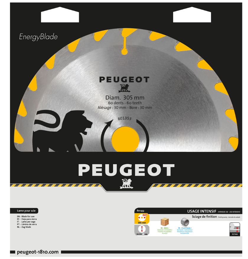 PEUGEOT - Lame à Pastilles carbure Ø305mm - Alésage 30mm - 60T (dents)