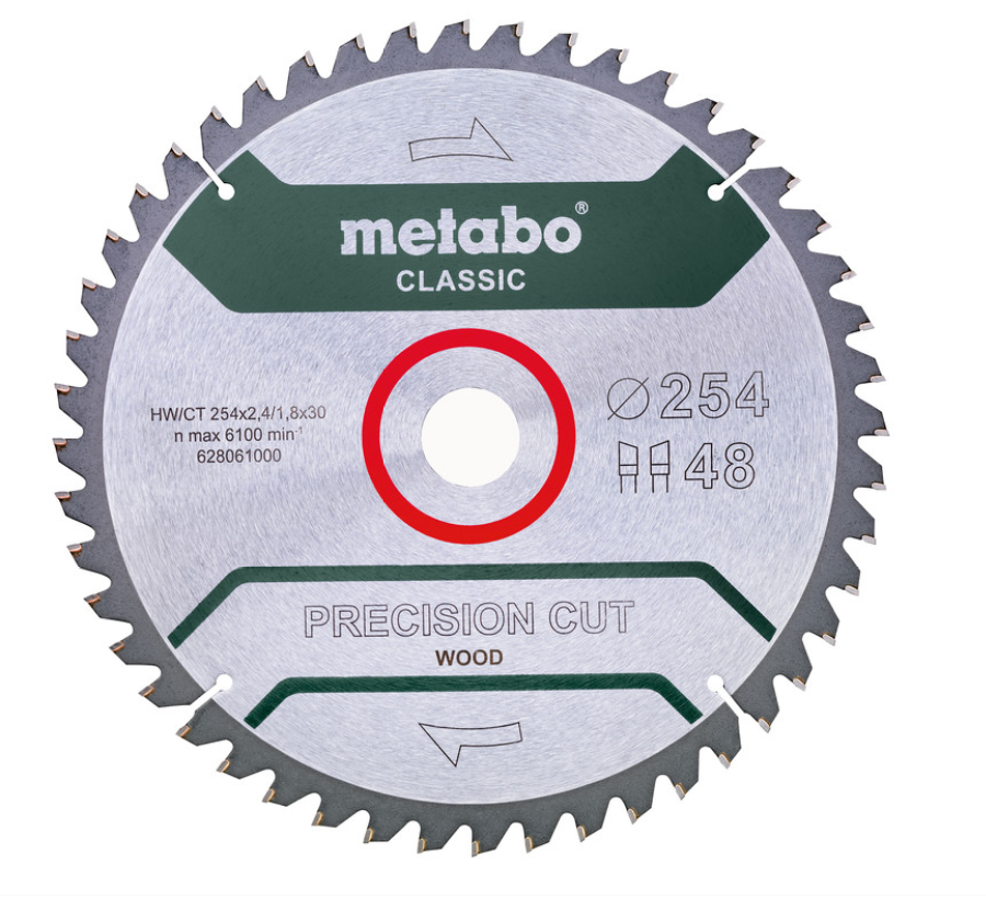 METABO - Lame de scie « Precision Cut Wood - Classic », 254x30mm, Z48 (denture) WZ 5° nég.