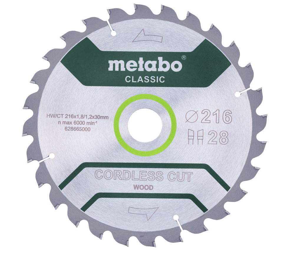 METABO - Lame de scie "Cordless cut" 216 x 1,8 x 30 mm Z28