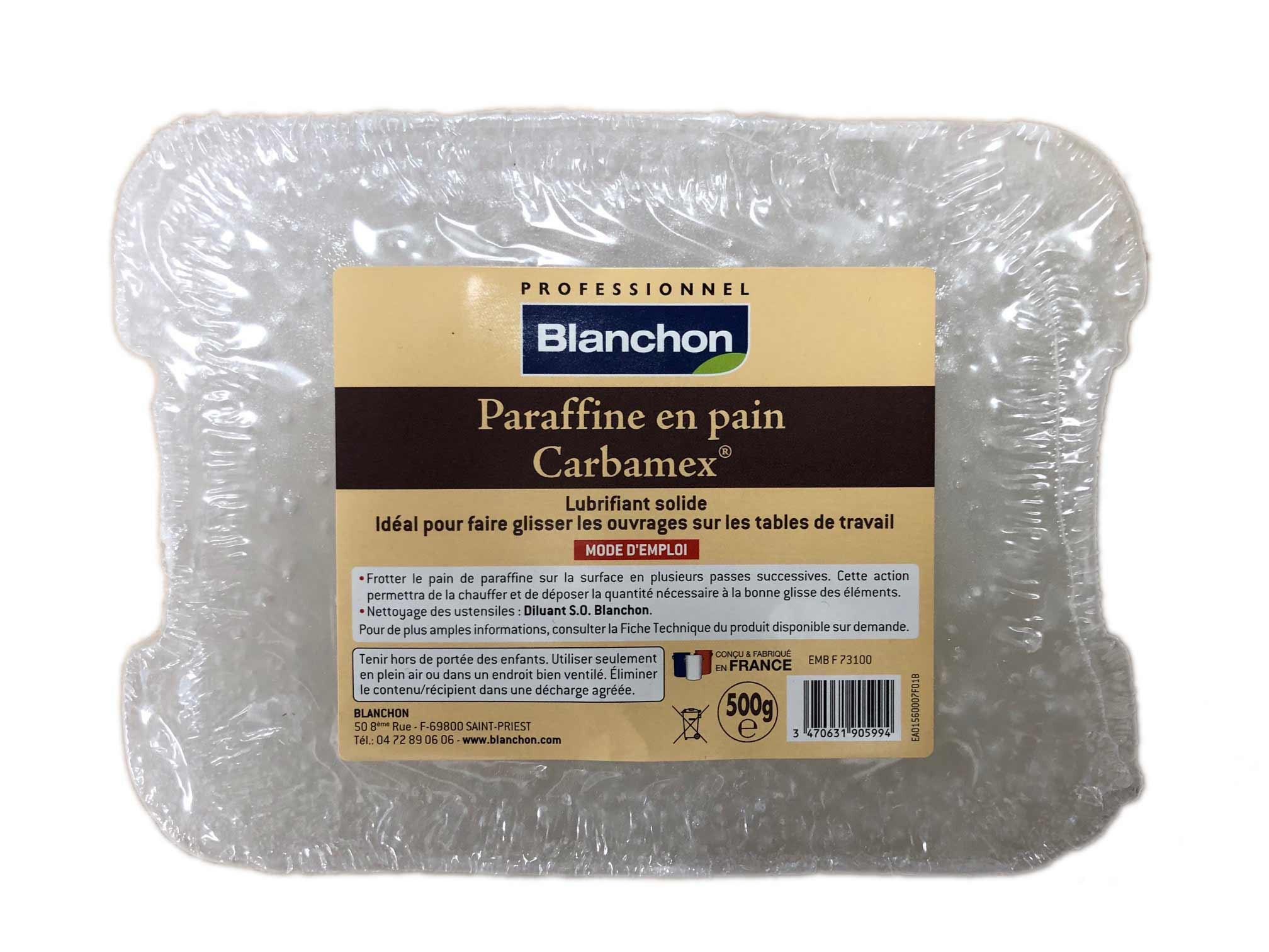 Blanchon - Paraffine lubrifiante en Pain - Carbamex - 500g