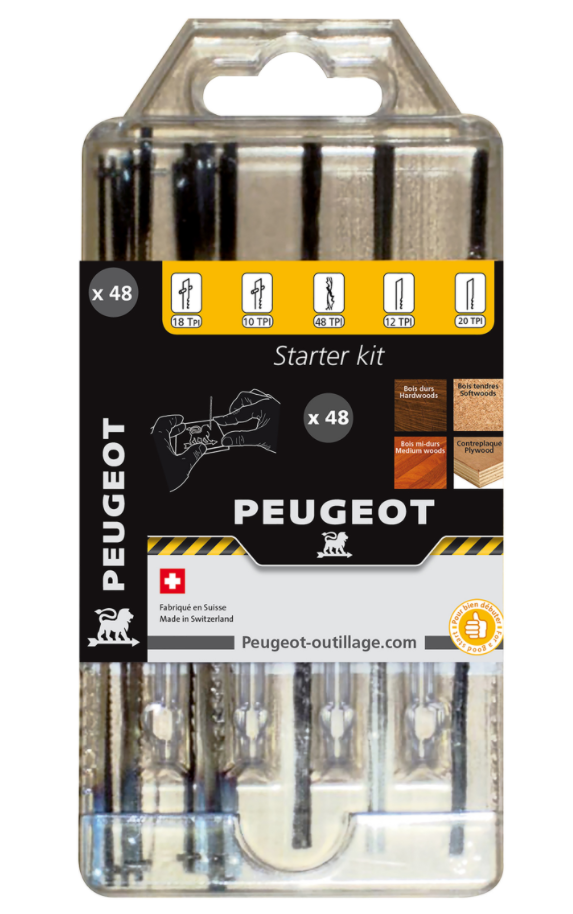 Peugeot - Kit de 48 lames de scies à chantourner (127 mm) avec et sans ergots
