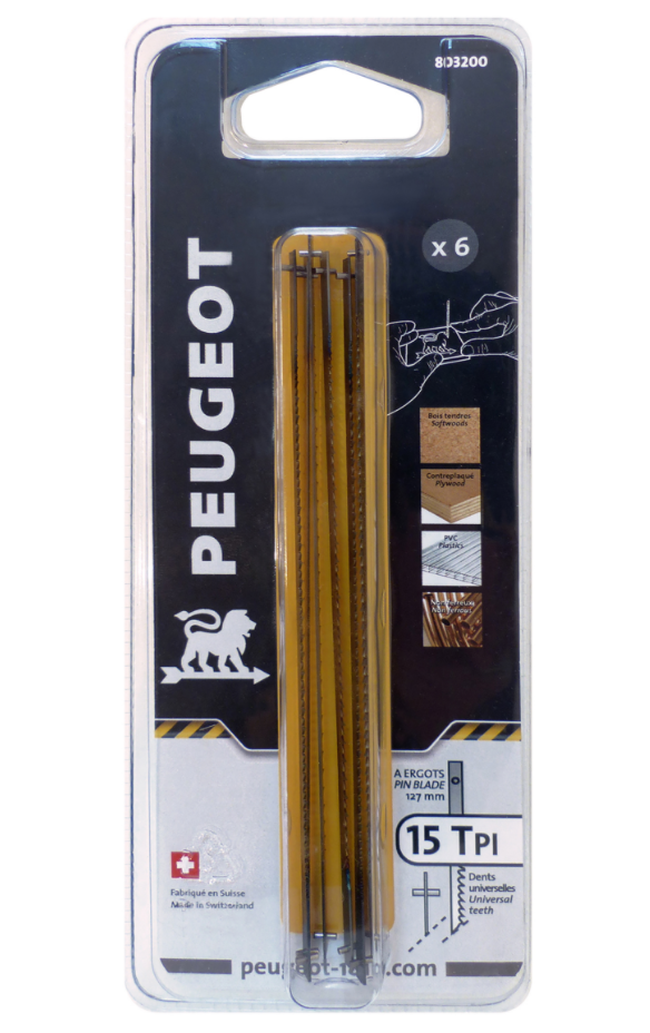Peugeot - Kit de 6 lames de scie à chantourner (127 x 3.00 x 0.50 mm)