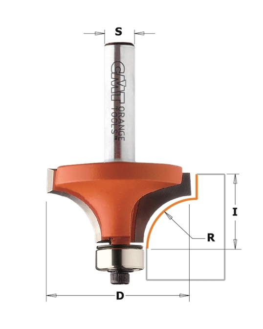 CMT - Fraise de défonceuse à arrondir quart de rond  (existe en queue de 6 - 8 et 12 mm)