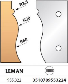 Leman - Jeu de 2 fers de toupie N° 322, ht 90 mm