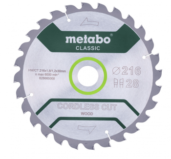 METABO - Lame de scie Cordless cut 216 x 1,8 x 30 mm Z28