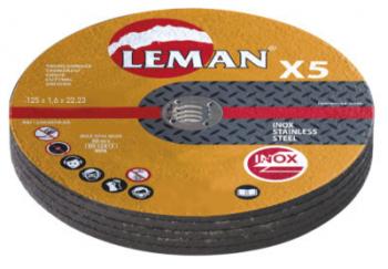 Leman - Lot de 5 disques à tronçonner inox Dia 125mm