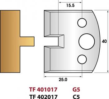 Leman - 1 x jeu de 2 fers de  toupie Ht. 40 N° 017  - Languette 6 mm