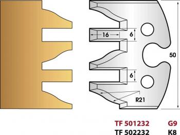 LEMAN - Jeu de 2 fers de toupie 232 Profil et contre-profil hauteur 50 mm